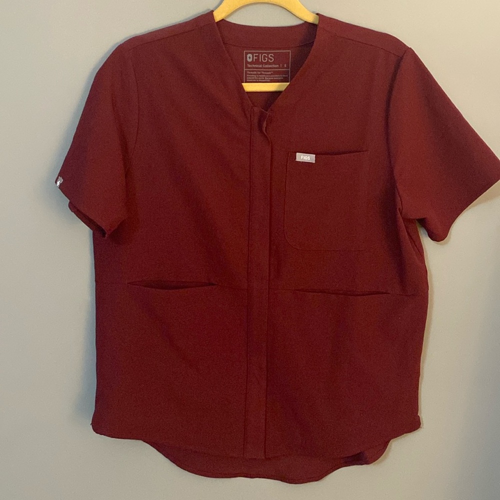 RARE Limited release Figs SMALL Masaya Burgundy Scrub Top Worn Once